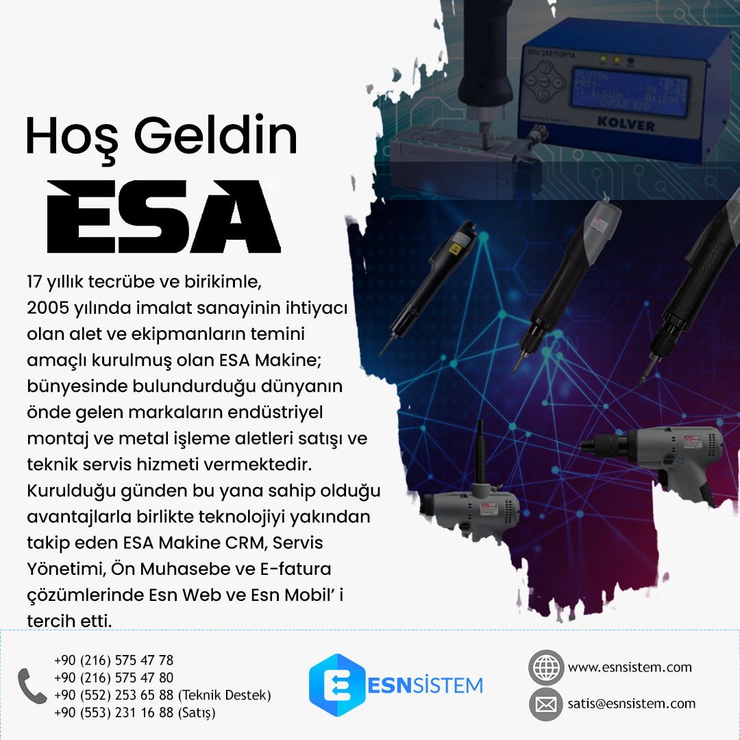 Hoş Geldin Esa Makine | Esn Sistem
